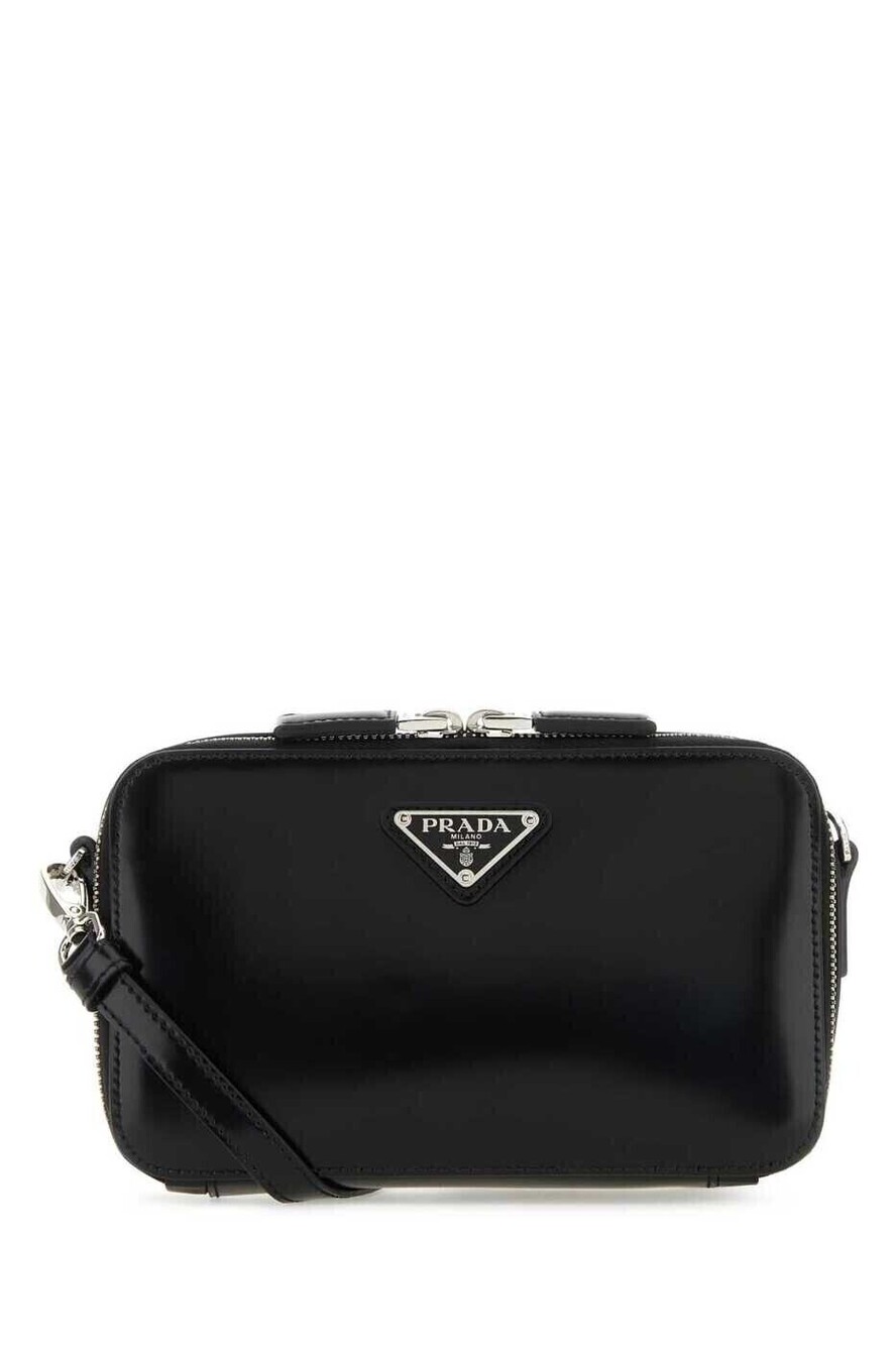 Prada Saffiano Leather Camera Crossbody Bag Black